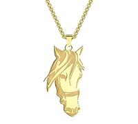 SDFXCDR men's necklaces Horse Pendant Necklace for Men Boys Hip Hop Unisex Memorial Animal Charm Chain Hip Hop Jewelry Gift thankyou teacher gifts