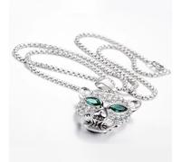 SDFXCDR men's necklaces Iced Out Green Eyed Panther Head Pendant AAA Cubic Zircon Animal Necklace Men's Cool Hip Hop Rock Trend Jewelry thankyou teacher gifts