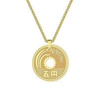 SDFXCDR men's necklaces Lucky Japanese Coin Necklace Mens Womens 5 Yen Coin Pendant Necklace Vintage Good Luck Jewelry Gift thankyou teacher gifts