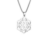 SDFXCDR men's necklaces Mandala Lotus Eternal Flower Pendant Necklace Men and Women Fashion Yoga Om Trend Jewelry thankyou teacher gifts