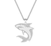 SDFXCDR men's necklaces Minimalist Shark Pendant Necklace for Men Women Punk Ocean Animal Fish Charm Box Chain Jewelry Gift thankyou teacher gifts