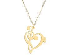 SDFXCDR men's necklaces Music Note Symbol Necklaces: Heart of Treble and Bass Clefs Pendant Necklace - Heart Jewelry Teacher Gift thankyou teacher gifts