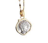 SDFXCDR men's necklaces New Cross-Border Greek and Retro Old Owl Portrait Double-Sided Relief Necklace Pendant High-End Accessories thankyou teacher gifts