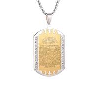SDFXCDR men's necklaces Quran Square Pendant Necklace Islamic Muslim Ayatul Kursi Sutra Jewelry for Men Women Arabic Necklace thankyou teacher gifts