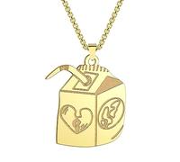 SDFXCDR men's necklaces Streetwear Juice Box Pendant Necklace for Men Women Milk Box Charm Chain Hip Hop Jewelry Gift thankyou teacher gifts