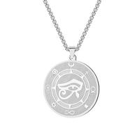 SDFXCDR men's necklaces The Eye of Horus Necklace Round Ancient Egypt Evil Eye Pendant Engraving Egypt Rune Chain Coin Jewelry thankyou teacher gifts