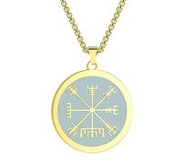 SDFXCDR men's necklaces Viking Compass Vegvisir Pendant Necklace for Men Boys the Witcher Medallion Charm Chain Hip Hop Jewelry thankyou teacher gifts