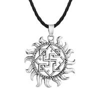 SDFXCDR men's necklaces Vintage Amulet Necklace Slavic Wheel Sprial Sun Pendant Valkyrie Symbol Scandinavian Black Rope Chains Talisman Viking Jewelry thankyou teacher gifts