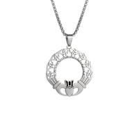 SDFXCDR men's necklaces Vintage Celtic Trinity Knot Claddagh Heart Pendant Necklace for Men Women Irish Lucky Amulet Jewelry thankyou teacher gifts