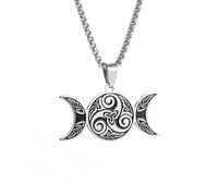 SDFXCDR men's necklaces Witch Triple Moon Protection Spiral Pendant Necklace for Men Women Pagan Trinity Celtic Knot Necklace Jewelry thankyou teacher gifts