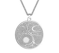 SDFXCDR men's necklaces Yin Yang Moon & Sun Tree Of Life Pendant Necklace Women Viking Wiccan Jewelry Choker Necklace thankyou teacher gifts