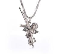 SDFXCDR necklace men Angel with Gun Peace and War Cute Pendant Necklace Couple Men and Women Trend Prayer Jewelry Gift graduation gifts