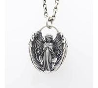 SDFXCDR necklace men Classic Silver Plated Praying Angel Wings Pendant Necklace Men Women Fashion Protection Amulet Jewelry Birthday Gift graduation gifts