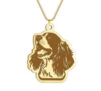 SDFXCDR necklace men European and American Personality Dominant Laser Cutting Animalenglish springer spaniel Pendant Necklace graduation gifts