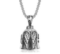 SDFXCDR necklace men Fashion Usa American Eagle Feather Bell Pendant Angel Wings Motorcycle Bell Necklace Men's Riding Exorcism Amulet Jewelry graduation gifts