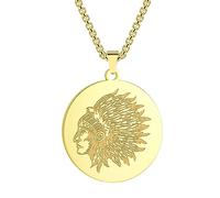 SDFXCDR necklace men Indian Chef Pendant Necklace for Men Boys Native American Indian Warrior Charm Chain Hip Hop Jewelry graduation gifts