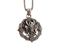 SDFXCDR necklace men Japanese Domineering Turntable Samurai Sword Green Face Fangs Devil Mask Pendant Suitable for Men's Daily Wear Fashion Necklace graduation gifts