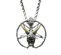 SDFXCDR necklace men Silver Plated Vintage Inverted Pentacle Satanic Goat Necklace Pendant Baphomet Satanic Necklace Unique Pagan Amulet Jewelry graduation gifts