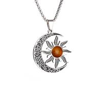 SDFXCDR necklace men Sun and Moon Gemstone Pendant Witchcraft Knot Necklace Men Women Lucky Celtic Knot Amulet Jewelry graduation gifts