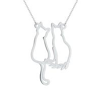 SDFXCDR necklace men Two Cats Silhouette Necklace Cute Animal Pendant Cat Lover Gift Animal Jewelry Gift For Girlfriend graduation gifts