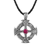 SDFXCDR necklace men Viking Necklace Pewter Solar Cross knot Druid Pagan Irish Pendant on Leather Necklace Men Jewelry Bijoux Femme Collar graduation gifts
