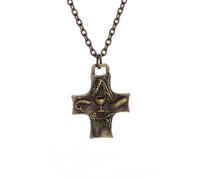 SDFXCDR necklace men Vintage Bronze Christian Eucharist Halo Grape Juice Cross Necklace Men Women Catholic Holy Spirit Church Jewelry graduation gifts