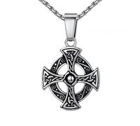 SDFXCDR necklace men Vintage Irish Celtic Knot Pattern Disc Cross Pendant Men's Necklace Fashion Gothic Punk Trend Street Jewelry Gift graduation gifts