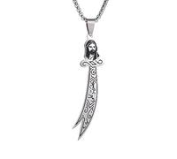 SDFXCDR necklace men Vintage Religious Jewellery Engraved Scripture Imam Ali Sword Zulfiqar Necklace Chain Islamic Muslim Art Jewellery graduation gifts