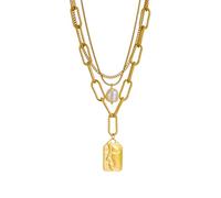 SDFXCDR necklaces necklace for women 3-Layer Pearl Square Portrait Pendant Necklace For Women Punk Street Trend Chain Neck Jewelry Gift