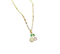 SDFXCDR necklaces necklace for women Fashion light luxury cute cherry beauty pink small fresh ladies necklace girl simple wild clavicle chain pendant gift