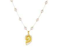 SDFXCDR necklaces necklace for women Golden Sea Shells Conch Pendant Pearl Necklace Women Neck Chain Jewelry Party Gift