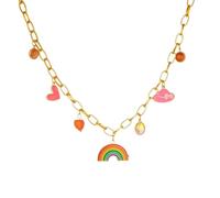 SDFXCDR necklaces necklace for women Love Hat Cat Eye Stone Rainbow Pendant Necklace For Women girl Trend Lovely Neck Jewelry Gift Party