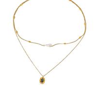 SDFXCDR necklaces necklace for women Pearl Double Layer Vintage Square Rhinestone Pendant Necklace For Girl New Neck Chain Jewelry Gift