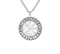 SDFXCDR necklaces necklace for women Viking Nordic 24 Rune Compass Pendant Necklace Trinity Triquetra Hollow Witch Knot Symbol Amulet Jewelry Gift