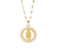 SDFXCDR personalised necklace,Catholic Saint Padre Pio Necklace for Men Women,Gold Color Round Pendant Necklaces,Religious Prayer Jewelry Gift