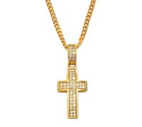SDFXCDR personalised necklace,Charm Cross Pendant Necklaces Women Men Gold Color Cubic Zirconia Necklace Religion Jewelry Christianity Catholic gift