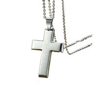 SDFXCDR personalised necklace，Christian Crucifix Crucifixion Pendant for Men Simple Tone Lords Prayer Cross Necklace with O Box Chain gift