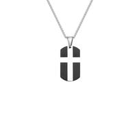 SDFXCDR personalised necklace，Cross Dog Tag Necklace for Men, Black White Rectangle Pendant Necklaces,Paryer Religious Faith Jewelry gift