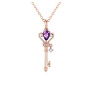 SDFXCDR personalised necklace，Cute Key Pendant Necklaces For Women Romantic Castles Crystal Kawaii Lolita Necklace Birthday Gift to Girlfriend Jewelry gift