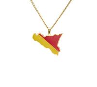 SDFXCDR personalised necklace，Drip Oil Italy Sicily Map Pendant Necklaces Classic Fashion Italian Sicilian Flag Ethnic Jewelry Gifts
