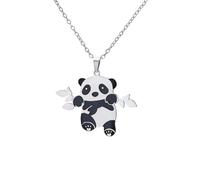 SDFXCDR personalised necklace，Embracing Bamboo Panda Necklaces Fashion Cute Animal Pendant Choker for Women Men Lucky Jewelry Gift
