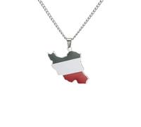 SDFXCDR personalised necklace，Enamel Iran Map Flag Pendant Necklace Women Fashion Drip Oil Iranian Jewelry Ethnic Party Birthday Gifts