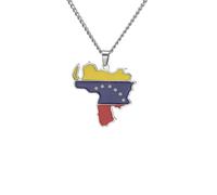 SDFXCDR personalised necklace，Enamel Venezuela Map Necklace For Girl Boy Gold/Silver Color Charm Venezuelan Flag Pendant Jewelry Gifts