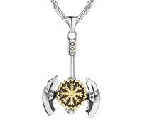 SDFXCDR personalised necklace，European and American Personality Vintage Viking Axe Men's Pendant Necklaces Chain gift