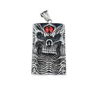 SDFXCDR personalised necklace，European and American Vintage Dark Wind Devil's Eye Skull Head Single Sided Square Pendant Men's Punk Style Personality Necklace gift