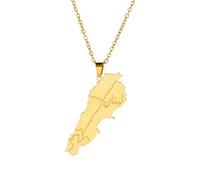 SDFXCDR personalised necklace，Fashion Republic of Lebanon Map Pendant Necklaces Trendy Country Maps Islamic Text Necklace Jewelry Gift