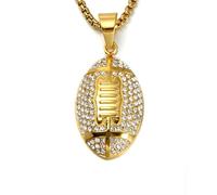 SDFXCDR personalised necklace，Full Rhinestone Alloy Rugby Funny Men Pendant Necklace Hip Hop Style American Football Metal Pendants Jewely Fashion Accessory gift