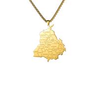SDFXCDR personalised necklace,India Punjab State Map Pendant Necklace for Man Box Chain Geography Country Necklaces Ethnic Jewelry gift