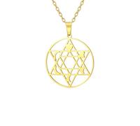 SDFXCDR personalised necklace，Judaism Hexagonal Star Necklaces Sacred Moon Phase Pendant Choker Women Men Jewish Blessing Jewelry Gift