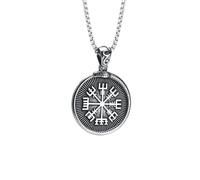 SDFXCDR personalised necklace，Men Viking Vegvisir Wayfinder Pendant Necklacec with Snake Borde, Runic Symbol,Norse Rune Odin Necklaces gift
